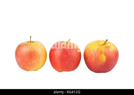 Three apples of a same sort isolated on white Stock Photo