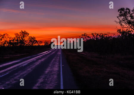 A sunset in the Australian outback Stock Photo