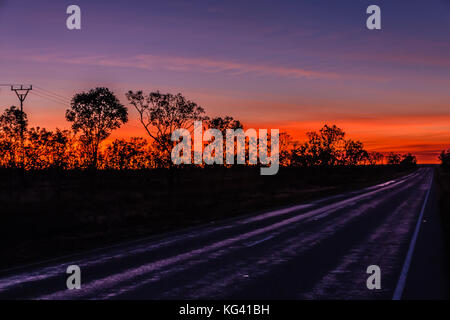 A sunset in the Australian outback Stock Photo