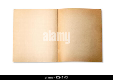 open old notebook isolated on white with clipping path Stock Photo