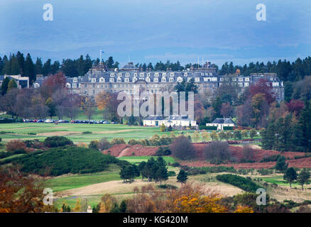 A view from Glen Devon of the Gleneagles luxury hotel, Auchterarder, Perthshire, Scotland. Stock Photo