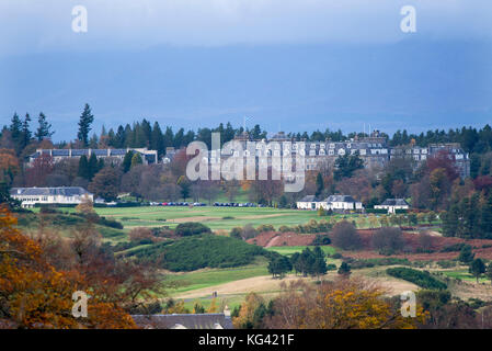 A view from Glen Devon of the Gleneagles luxury hotel, Auchterarder, Perthshire, Scotland. Stock Photo