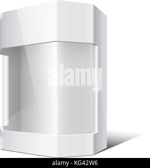 Light Realistic Package Cardboard Box with a transparent plastic window. Vector illustration Stock Vector