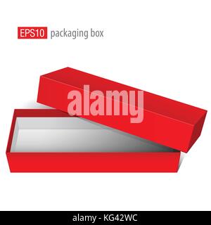 Red blank Package Box Opened with the cover removed. For electronic device and other products. Vector illustration Stock Vector