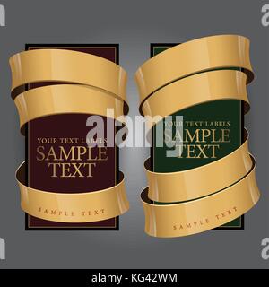 Wine Label with a gold ribbon. Vector illustration Stock Vector