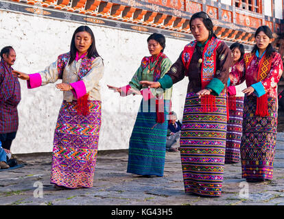 Traditional festival in Bumthang, Bhutan Stock Photo