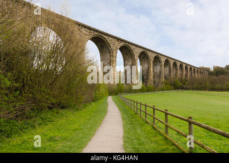 Ty Mawr Country Park in Cefn Mawr Wrexham North Wales showing the railway viaduct Stock Photo