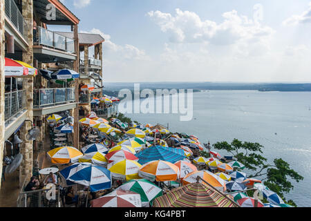 Panorama of Lake Travis from The Oasis restaurant in Austin, Texas Stock Photo
