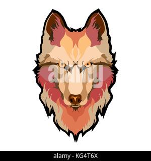 wolfs head low poly geometric polygonal flat design style logo element and company mascot modern vector illustration Stock Vector