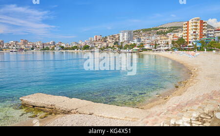 Saranda city beach, Albanian Riviera, Albania Stock Photo