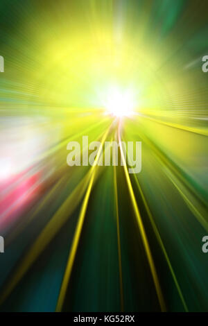 Speed motion lights at night. Abstract futuristic background Stock Photo