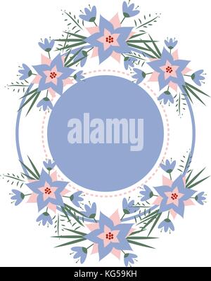 vector floral vignette in the form of a circle. Romantic frame for invitations, cards, stickers wedding, birthday, holiday. Stock Vector