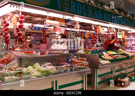 ruit and vegetable stand in a market in madrid Stock Photo
