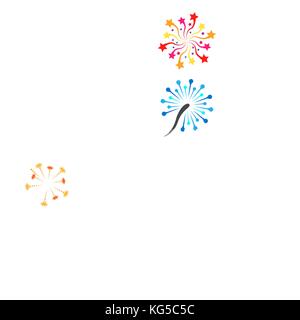 Pyrotechnic colored icons. Holiday sky fire crackers and cracker sparklers color firework rockets isolated on white background, vector illustration Stock Vector