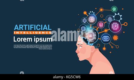 AI Head with Cog Wheel vector concept colored icon or symbol Stock ...