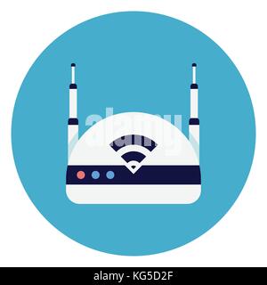 Wifi Internet Router Icon On Round Blue Background Stock Vector
