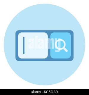 Web Search Bar Icon With Magnifying Glass On Blue Background Stock Vector