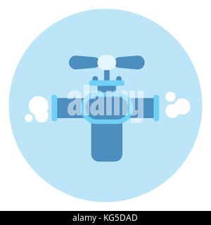 Gas Tap On Pipe Icon Faucet On Blue Background Stock Vector