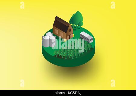 infographic isometric with Coffee plantation,vector,design,garden Stock Vector