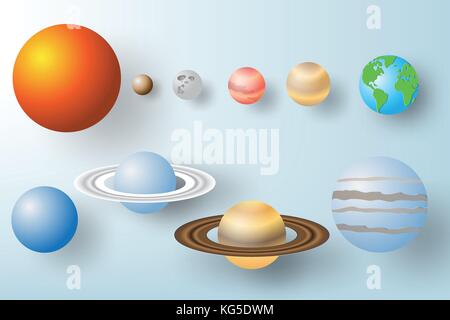 Paper art of Planet  with Solar system background vector illustration Stock Vector