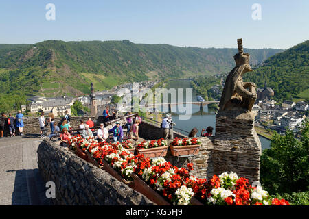 view from the Reichsburg (castle) to Cochem on the Moselle, the Moselle, Rhineland-Palatinate, Germany Stock Photo