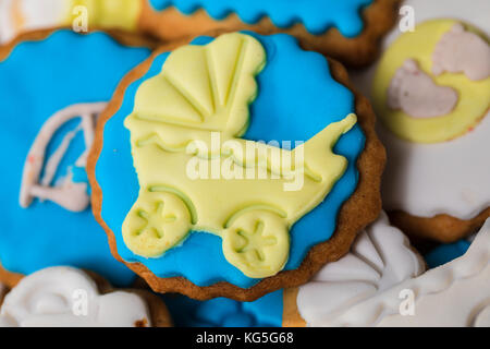 Cookies for child birthday or heloween. Mixed Christmas cookies. Stock Photo