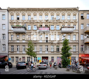 Berlin, building from the Gründerzeit epoch in Falckensteinstrasse in Kreuzberg, Stock Photo