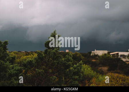 Thundery front over the island of Formentera, Punta Prima, Stock Photo