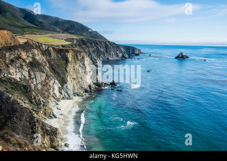 The rocky coast of the Big Sur near Bixby bridge, California, USA Stock Photo