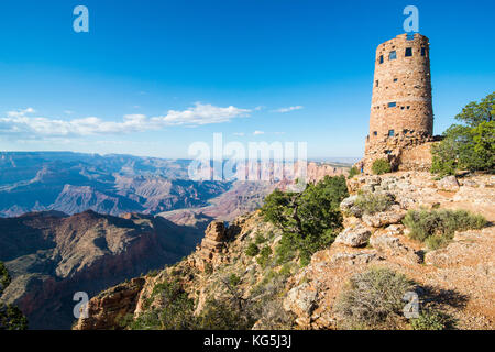 Desert view stone tower on top of the south rim of the Grand Canyon, Arizona, USA Stock Photo