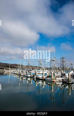 Fishing boats in the harbour of Bodega bay, Northern California, USA Stock Photo