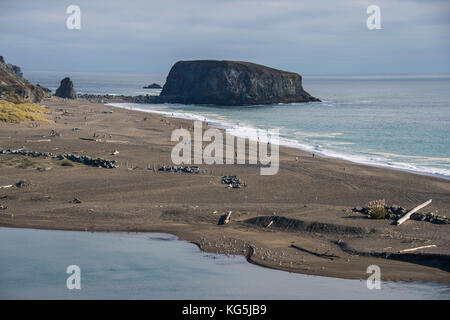 Russian river flowing in the Pacific, Northern California, USA Stock Photo