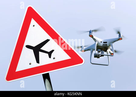 Drone, drone ban, flight operation Stock Photo