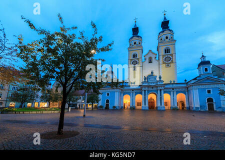 Night view of the Cathedral of Brixen (Bressanone), province of Bolzano, South Tyrol, Italy, Europe Stock Photo