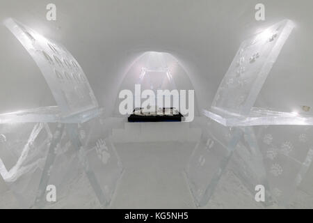 Art suite, Ice Hotel, Jukkasjarvi, Kiruna, Norrbotten County, Lapland, Sweden Stock Photo