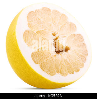 Pamela citrus fruit cut in half isolated on white background. Clipping Path. Stock Photo