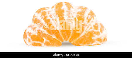 Fresh one cut in half of peeled tangerine isolated on white background Clipping Path Stock Photo