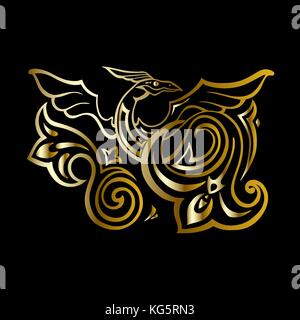 Dragon. Traditional Vector illustration. Ethnic tattoo style Stock Vector