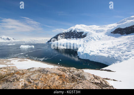 View from the summit of Neko Harbour, Antarctic Peninsular Stock Photo