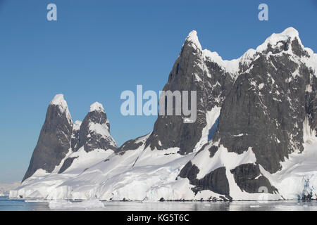 Una's peaks, at entrance to Lemaire Channel, Antarctica Stock Photo