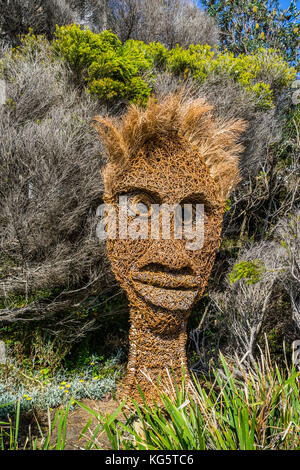 Sculpture by the sea 2017, annual exhibition on the coastal walk between Bondi and Tamara Beach, Sydney, New South Wales, Australia. Woven aboriginal  Stock Photo