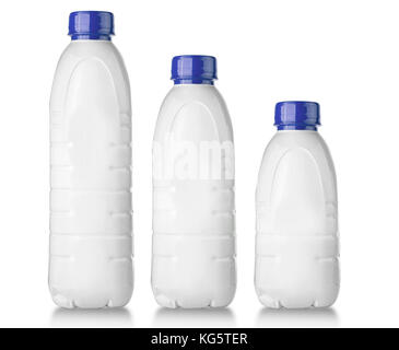 Milk Bottles Isolated on White Backgrounde Stock Photo