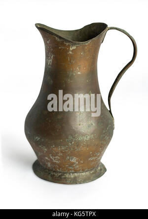 Old copper jug isolated on a white background with clipping path Stock Photo