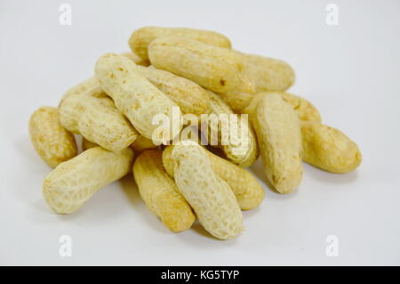 boiled peanuts on white background Stock Photo