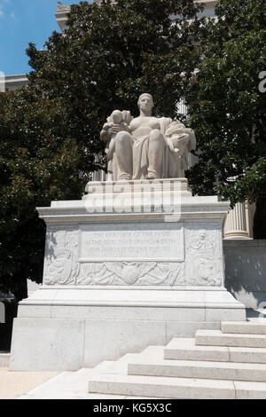 The Heritage sculpture by James Earl Fraser outside the National Archives building in Washington DC, United States. Stock Photo