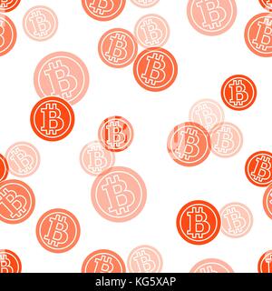 Seamless pattern with bitcoins. Finance and virtual currency. Design for banner, poster or print. Stock Vector