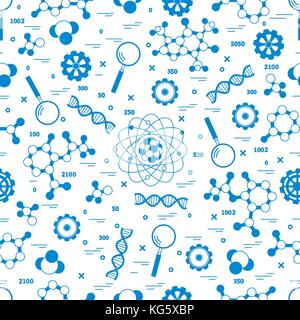 Seamless pattern with variety scientific, education elements. Design for banner, poster or print. Stock Vector