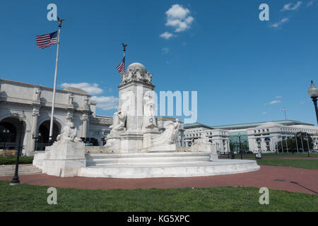 The Columbus Fountain outside Union Station, Washington DC, United States. Stock Photo