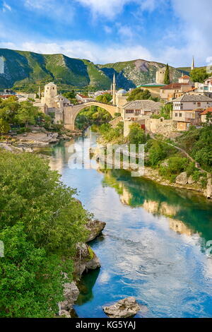 Mostar, Bosnia and Herzegovina - Stari Most or Old Bridge, Neretva Rivercityscape Stock Photo