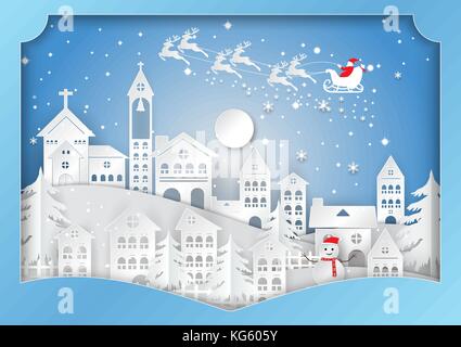 Winter season with snowflake, Vector illustration of Merry Christmas, paper art design in the Gift Box Stock Vector